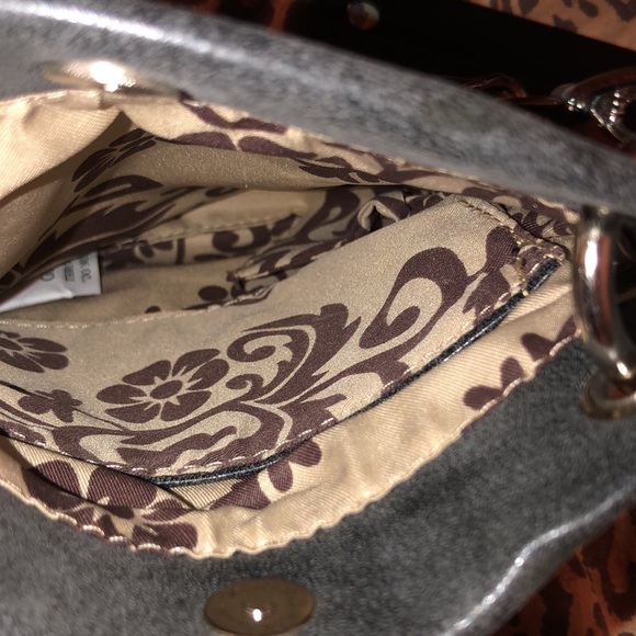 SS Fashion faux leather crossbody very dark gray black turquoise studded crosses - Picture 9 of 16